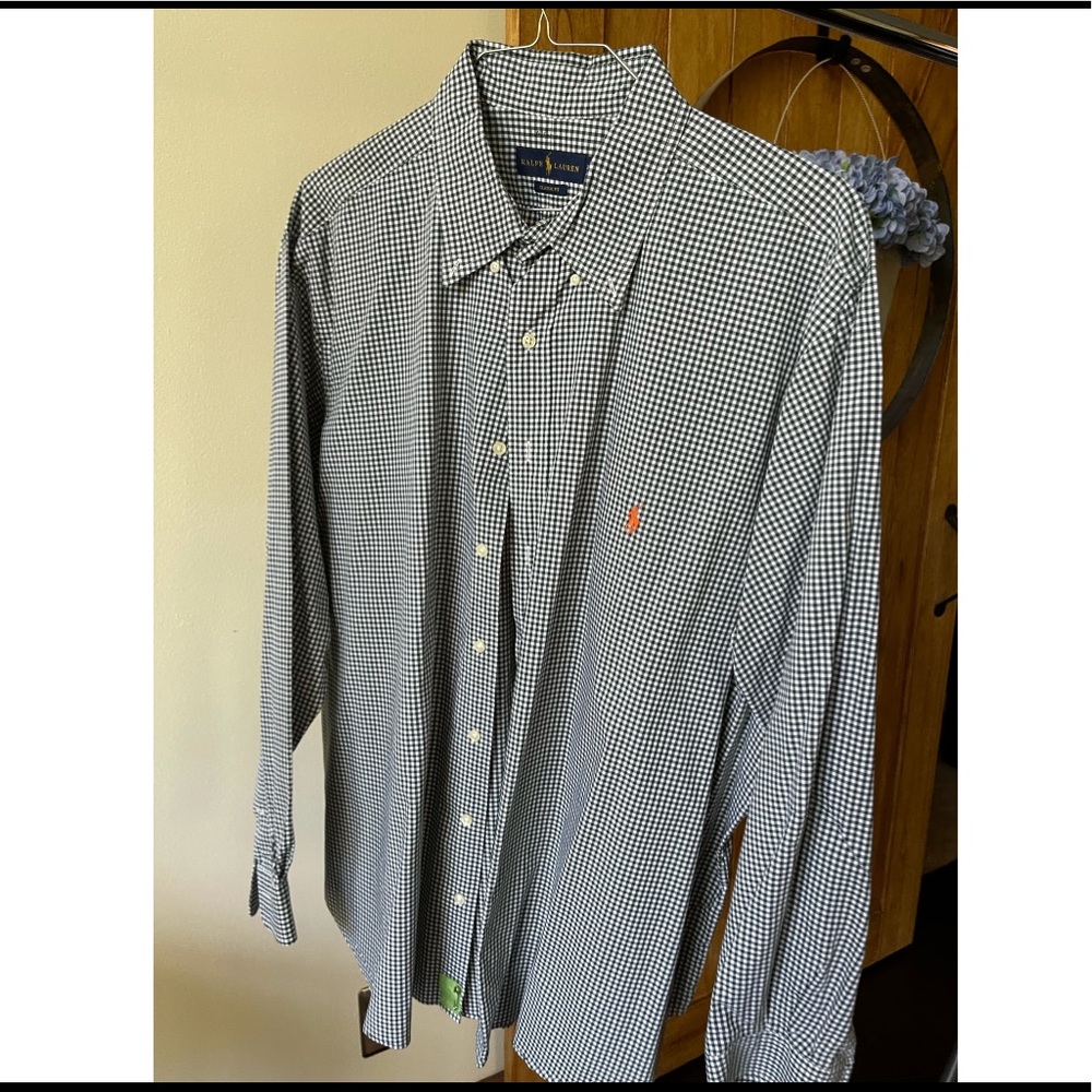 Polo Big Shirt, green check button down